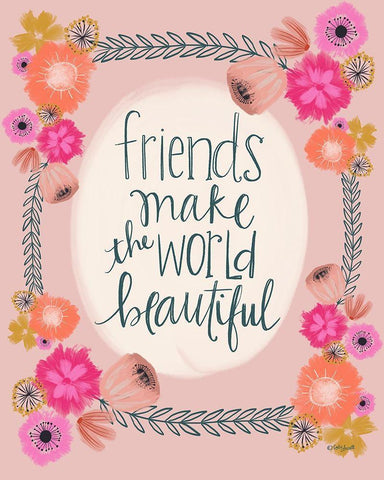 Friends Make the World Black Ornate Wood Framed Art Print with Double Matting by Doucette, Katie