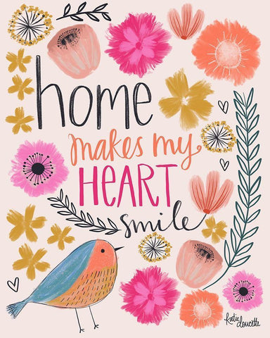 Home Makes My Heart Smile White Modern Wood Framed Art Print with Double Matting by Doucette, Katie