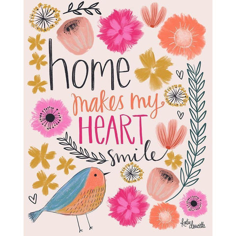 Home Makes My Heart Smile Gold Ornate Wood Framed Art Print with Double Matting by Doucette, Katie