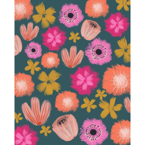 Pink Floral Pattern II White Modern Wood Framed Art Print by Doucette, Katie