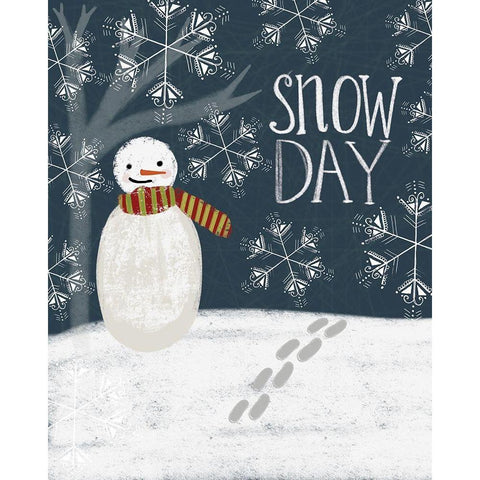 Snowday Snowman Gold Ornate Wood Framed Art Print with Double Matting by Doucette, Katie