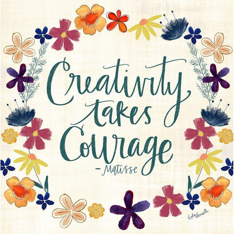 Creativity Takes Courage White Modern Wood Framed Art Print by Doucette, Katie