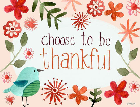 Choose to be Thankful White Modern Wood Framed Art Print with Double Matting by Doucette, Katie