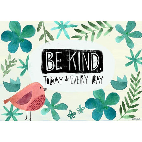 Be Kind White Modern Wood Framed Art Print by Doucette, Katie