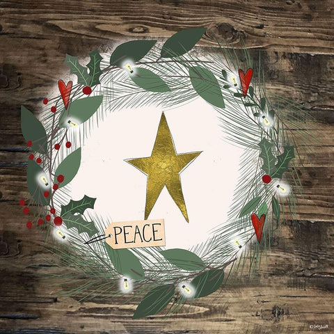 Peace Star White Modern Wood Framed Art Print with Double Matting by Doucette, Katie