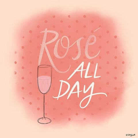 RosÃ© All Day White Modern Wood Framed Art Print by Doucette, Katie