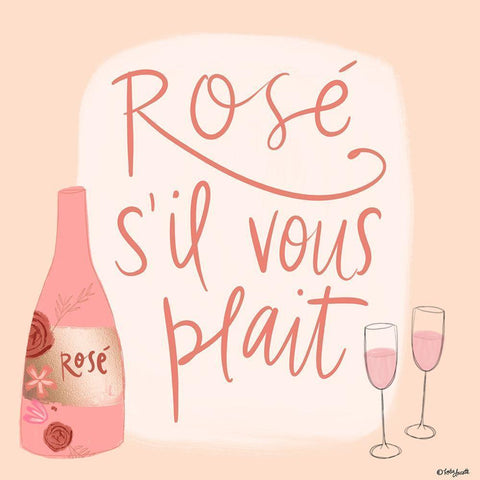 RosÃ© SÃ­l Vous Plait White Modern Wood Framed Art Print by Doucette, Katie