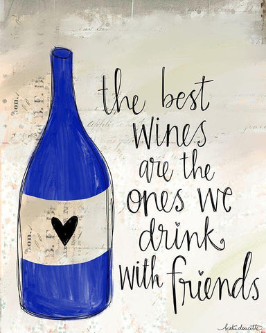 Wine and Friends White Modern Wood Framed Art Print with Double Matting by Doucette, Katie