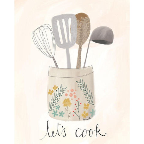 Lets Cook White Modern Wood Framed Art Print by Doucette, Katie