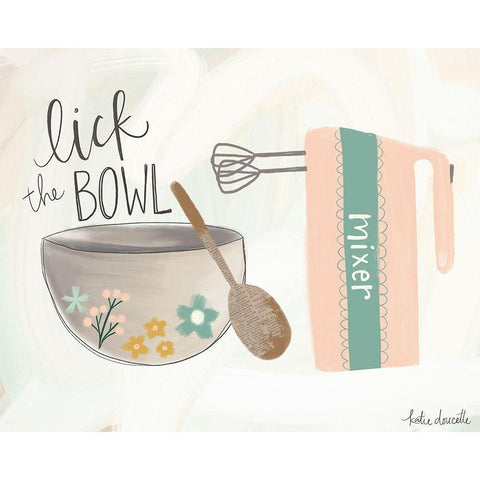 Lick the Bowl White Modern Wood Framed Art Print by Doucette, Katie