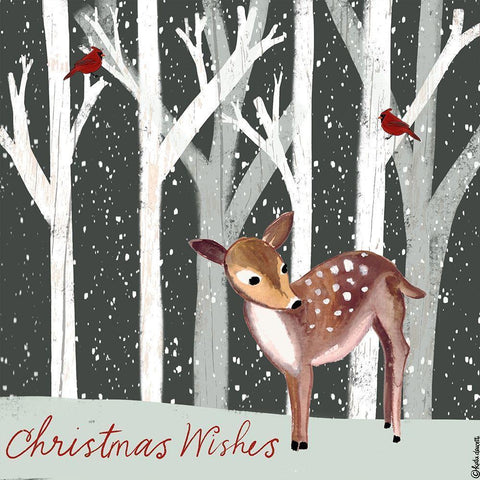 Christmas Wishes White Modern Wood Framed Art Print with Double Matting by Doucette, Katie