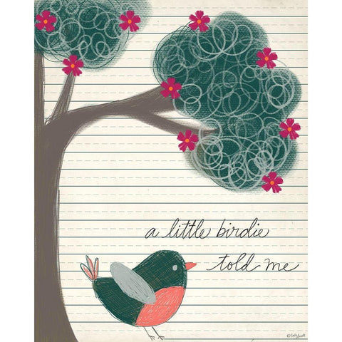 Little Birdie White Modern Wood Framed Art Print by Doucette, Katie