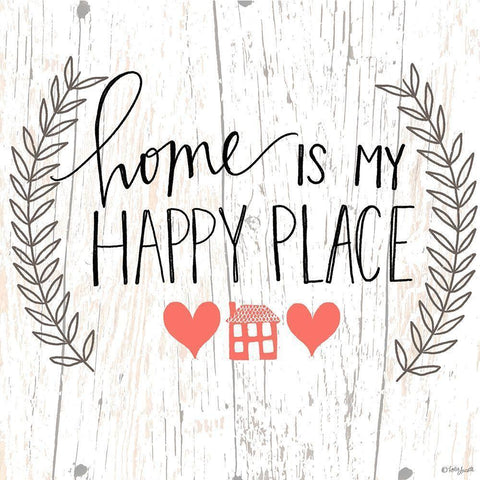 Home is my Happy Place Gold Ornate Wood Framed Art Print with Double Matting by Doucette, Katie