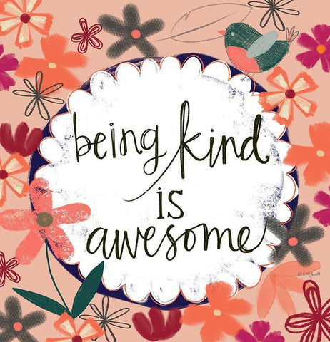 Being Kind is Awesome Black Ornate Wood Framed Art Print with Double Matting by Doucette, Katie