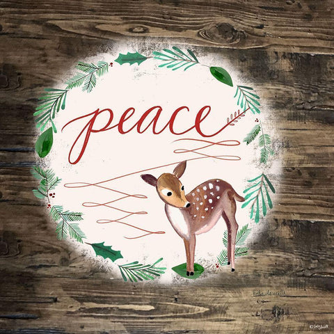 Peace Fawn Gold Ornate Wood Framed Art Print with Double Matting by Doucette, Katie