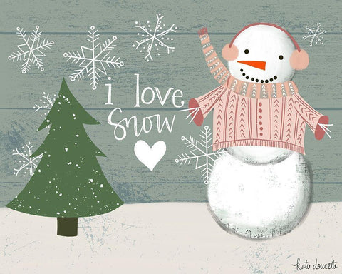 I Love Snow Black Ornate Wood Framed Art Print with Double Matting by Doucette, Katie