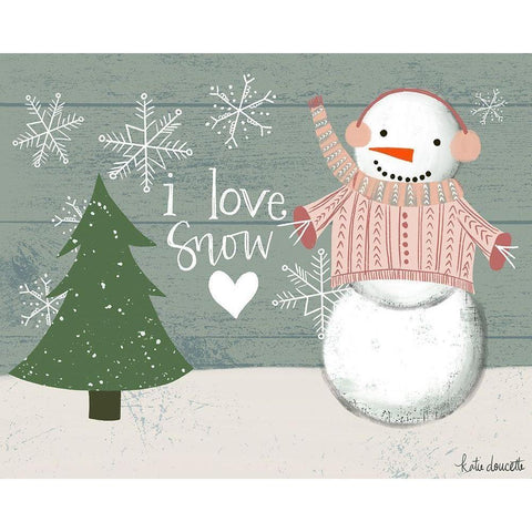 I Love Snow Black Modern Wood Framed Art Print with Double Matting by Doucette, Katie