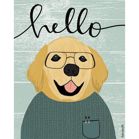 Hello Retriever Gold Ornate Wood Framed Art Print with Double Matting by Doucette, Katie