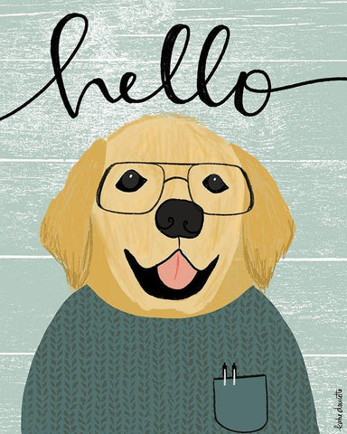 Hello Retriever Black Ornate Wood Framed Art Print with Double Matting by Doucette, Katie