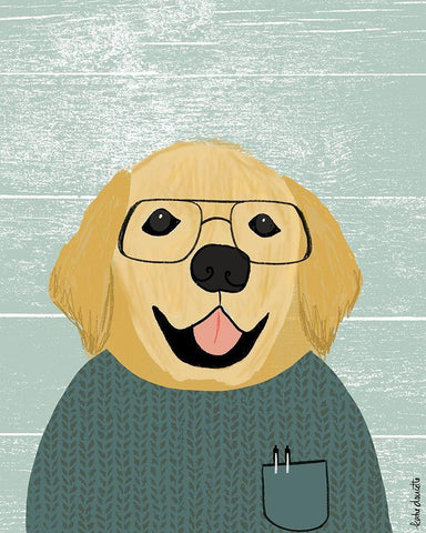 Retriever White Modern Wood Framed Art Print with Double Matting by Doucette, Katie