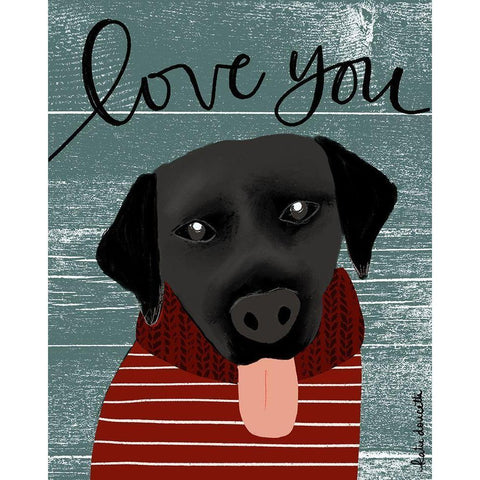 Love You Lab Black Modern Wood Framed Art Print with Double Matting by Doucette, Katie