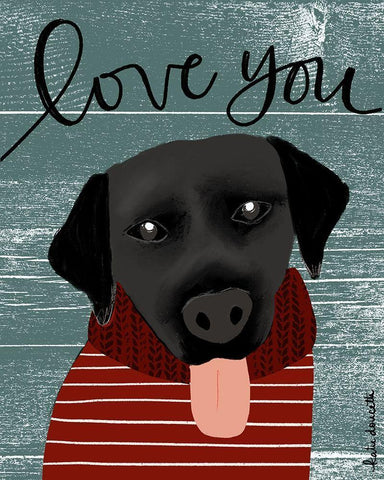 Love You Lab Black Ornate Wood Framed Art Print with Double Matting by Doucette, Katie