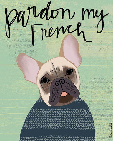 Pardon My French White Modern Wood Framed Art Print with Double Matting by Doucette, Katie