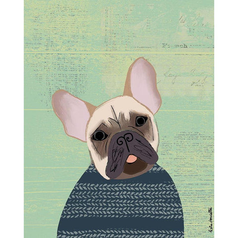 French Bulldog White Modern Wood Framed Art Print by Doucette, Katie