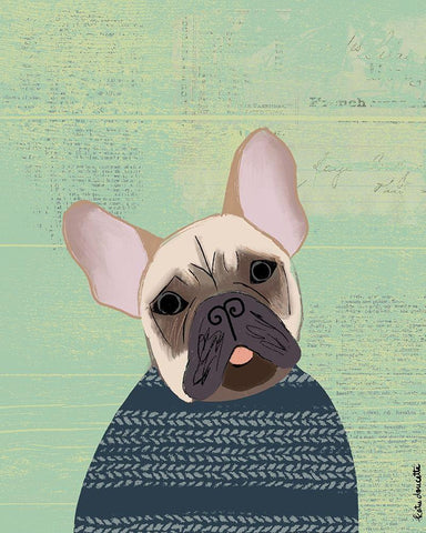 French Bulldog White Modern Wood Framed Art Print with Double Matting by Doucette, Katie