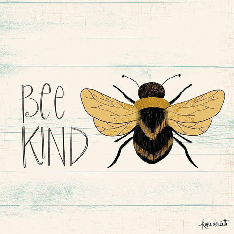 Bee Kind White Modern Wood Framed Art Print by Doucette, Katie