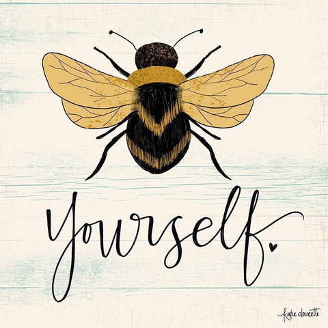 Bee Yourself Black Modern Wood Framed Art Print by Doucette, Katie