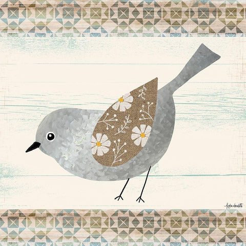 Metal Bird White Modern Wood Framed Art Print by Doucette, Katie