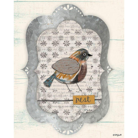 Shabby Bird Black Modern Wood Framed Art Print with Double Matting by Doucette, Katie