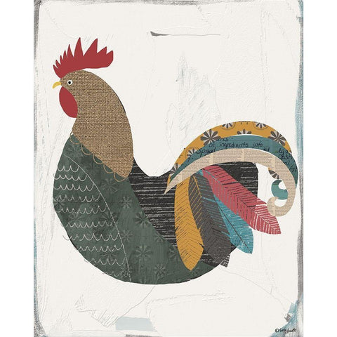 Rooster White Modern Wood Framed Art Print by Doucette, Katie