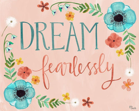 Dream Fearlessly White Modern Wood Framed Art Print with Double Matting by Doucette, Katie