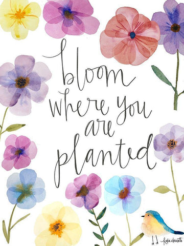 Bloom Where You Are Planted White Modern Wood Framed Art Print with Double Matting by Doucette, Katie