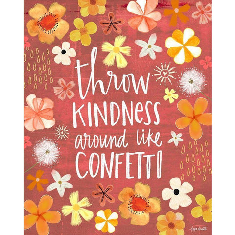 Throw Kindness Like Confetti Black Modern Wood Framed Art Print with Double Matting by Doucette, Katie