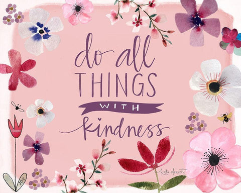 All Things With Kindness White Modern Wood Framed Art Print with Double Matting by Doucette, Katie