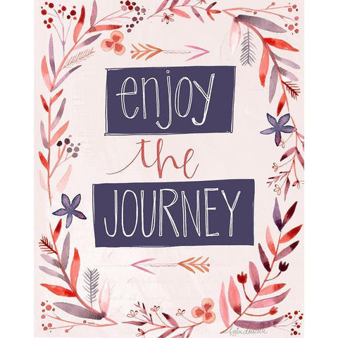 Enjoy the Journey White Modern Wood Framed Art Print by Doucette, Katie