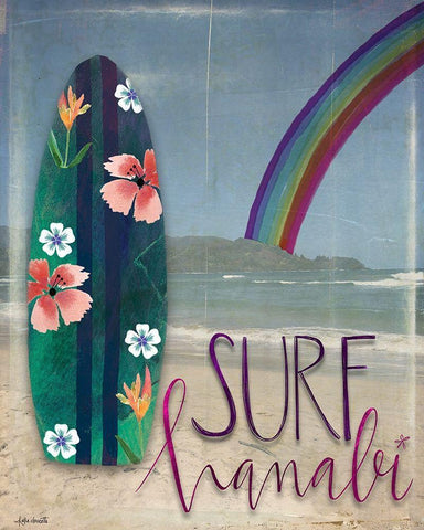 Surf Hanalei Black Ornate Wood Framed Art Print with Double Matting by Doucette, Katie