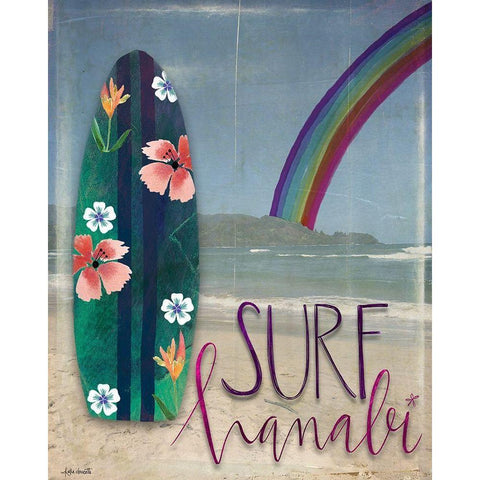 Surf Hanalei Black Modern Wood Framed Art Print with Double Matting by Doucette, Katie