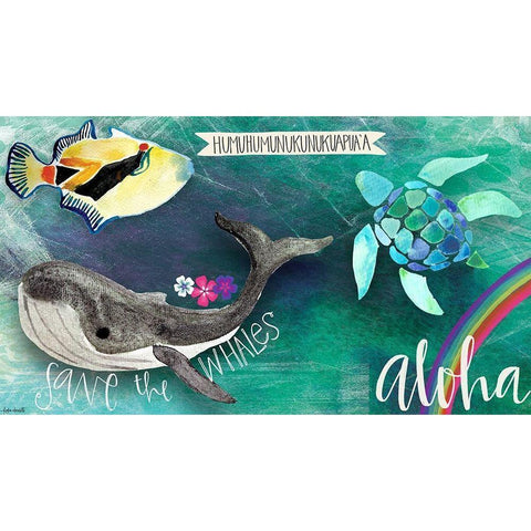 Hawaiian Sea Life Black Modern Wood Framed Art Print with Double Matting by Doucette, Katie