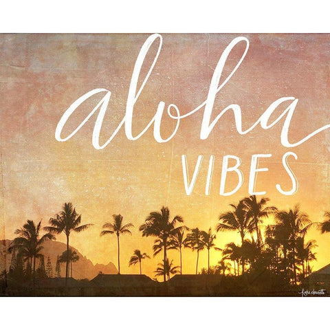 Aloha Vibes in White Gold Ornate Wood Framed Art Print with Double Matting by Doucette, Katie