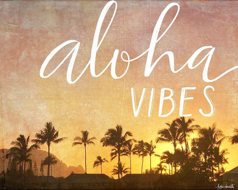 Aloha Vibes in White White Modern Wood Framed Art Print with Double Matting by Doucette, Katie