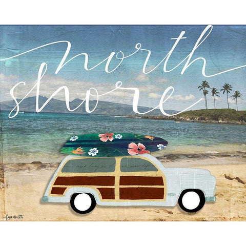 North Shore Surf Wagon Black Modern Wood Framed Art Print with Double Matting by Doucette, Katie