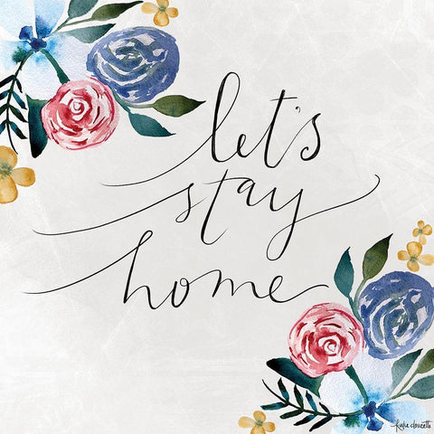 Lets Stay Home Black Ornate Wood Framed Art Print with Double Matting by Doucette, Katie