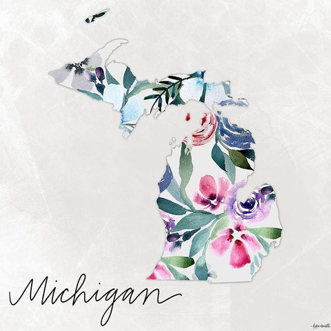 Michigan White Modern Wood Framed Art Print with Double Matting by Doucette, Katie