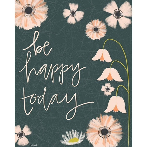 Be Happy Today White Modern Wood Framed Art Print by Doucette, Katie