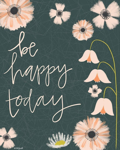 Be Happy Today White Modern Wood Framed Art Print with Double Matting by Doucette, Katie