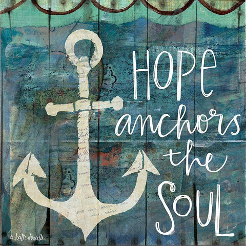 Hope Anchors the Soul White Modern Wood Framed Art Print with Double Matting by Doucette, Katie